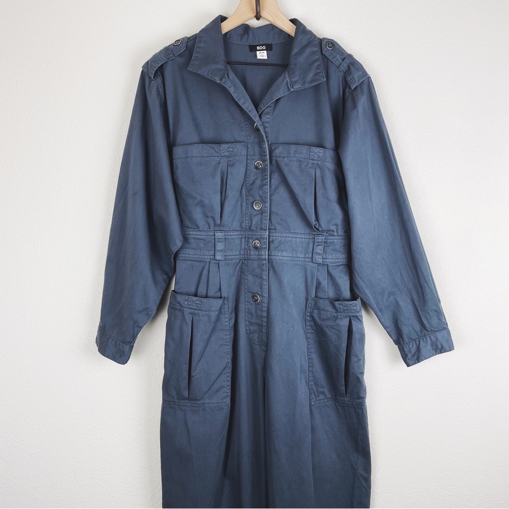 Urban Outfitters BDG Long Sleeve Cargo Jumpsuit Coveralls Navy